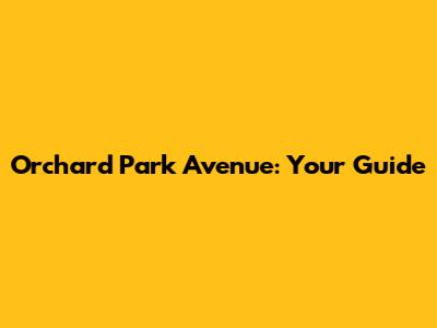 Orchard Park Avenue: Your Guide