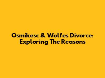 Osmikesc & Wolfe's Divorce: Exploring The Reasons