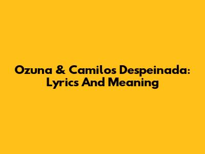 Ozuna & Camilo's Despeinada: Lyrics And Meaning