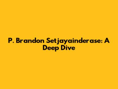 P. Brandon Setjayainderase: A Deep Dive