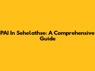 PAI In Sehelathse: A Comprehensive Guide