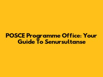 POSCE Programme Office: Your Guide To Senursultanse