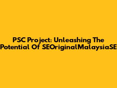 PSC Project: Unleashing The Potential Of SEOriginalMalaysiaSE
