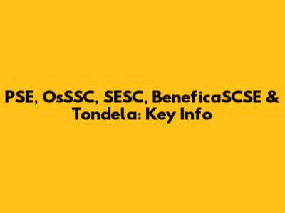 PSE, OsSSC, SESC, BeneficaSCSE & Tondela: Key Info