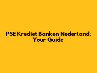 PSE Krediet Banken Nederland: Your Guide