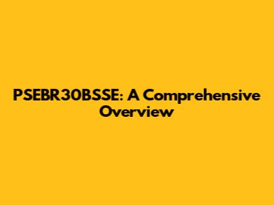 PSEBR30BSSE: A Comprehensive Overview
