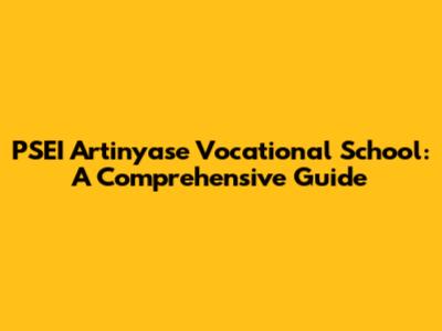 PSEI Artinyase Vocational School: A Comprehensive Guide