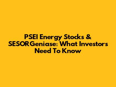 PSEI Energy Stocks & SESORGeniase: What Investors Need To Know