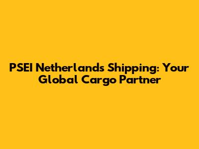 PSEI Netherlands Shipping: Your Global Cargo Partner
