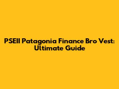 PSEII Patagonia Finance Bro Vest: Ultimate Guide