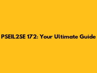 PSEIL2SE 172: Your Ultimate Guide