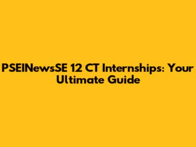 PSEINewsSE 12 CT Internships: Your Ultimate Guide