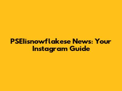 PSEIisnowflakese News: Your Instagram Guide