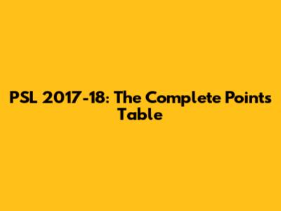 PSL 2017-18: The Complete Points Table