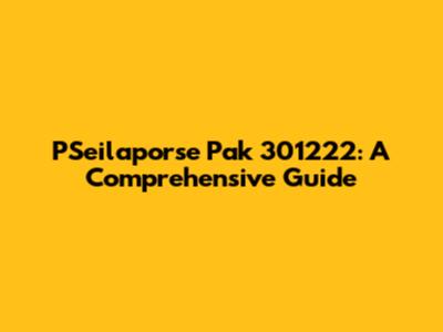 PSeilaporse Pak 301222: A Comprehensive Guide