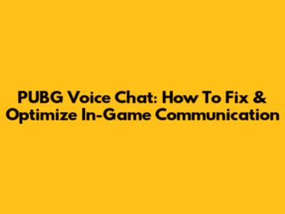 PUBG Voice Chat: How To Fix & Optimize In-Game Communication