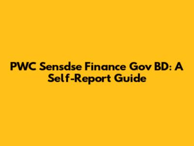 PWC Sensdse Finance Gov BD: A Self-Report Guide