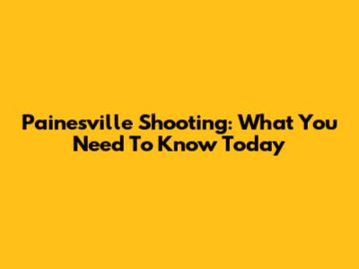 Painesville Shooting: What You Need To Know Today