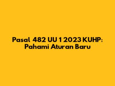 Pasal 482 UU 1 2023 KUHP: Pahami Aturan Baru
