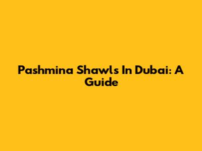 Pashmina Shawls In Dubai: A Guide