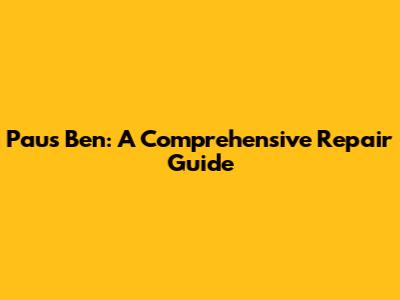 Paus Ben: A Comprehensive Repair Guide