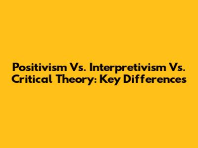 Positivism Vs. Interpretivism Vs. Critical Theory: Key Differences