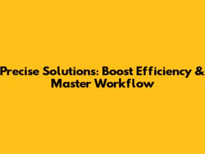 Precise Solutions: Boost Efficiency & Master Workflow