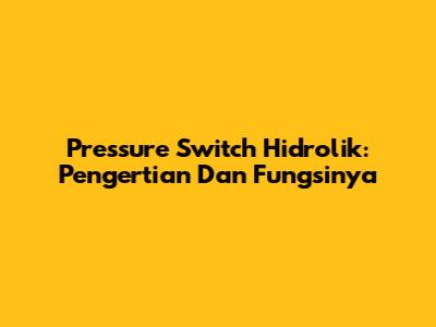Pressure Switch Hidrolik: Pengertian Dan Fungsinya