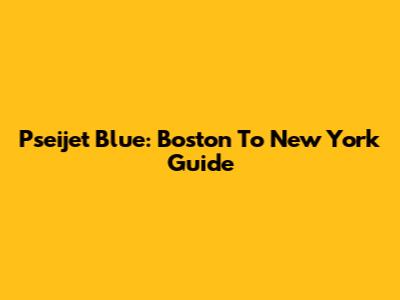 Pseijet Blue: Boston To New York Guide