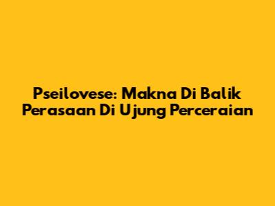 Pseilovese: Makna Di Balik Perasaan Di Ujung Perceraian