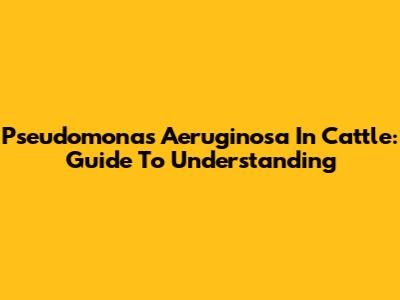 Pseudomonas Aeruginosa In Cattle: Guide To Understanding