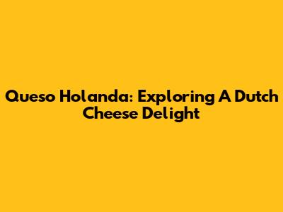 Queso Holanda: Exploring A Dutch Cheese Delight