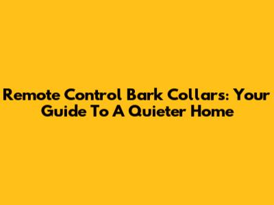 Remote Control Bark Collars: Your Guide To A Quieter Home