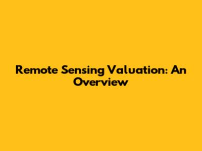 Remote Sensing Valuation: An Overview
