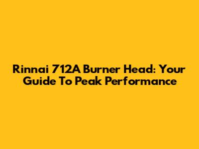 Rinnai 712A Burner Head: Your Guide To Peak Performance