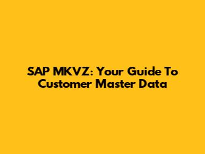 SAP MKVZ: Your Guide To Customer Master Data