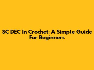 SC DEC In Crochet: A Simple Guide For Beginners