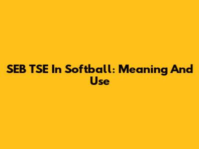 SEB TSE In Softball: Meaning And Use