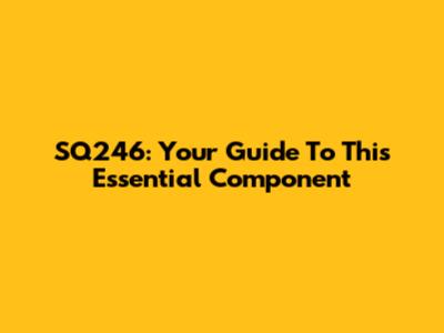 SQ246: Your Guide To This Essential Component