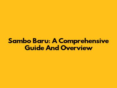 Sambo Baru: A Comprehensive Guide And Overview
