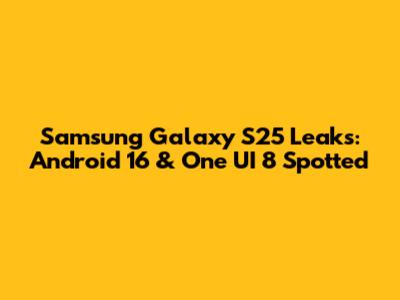 Samsung Galaxy S25 Leaks: Android 16 & One UI 8 Spotted