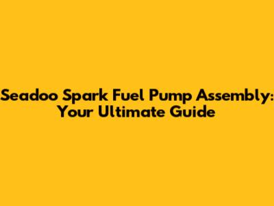 Seadoo Spark Fuel Pump Assembly: Your Ultimate Guide