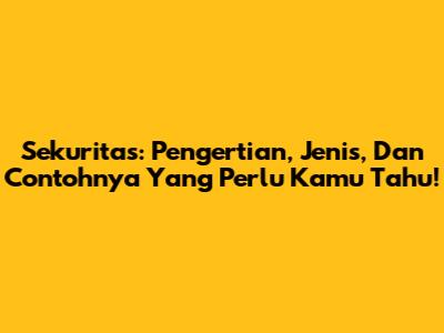 Sekuritas: Pengertian, Jenis, Dan Contohnya Yang Perlu Kamu Tahu!