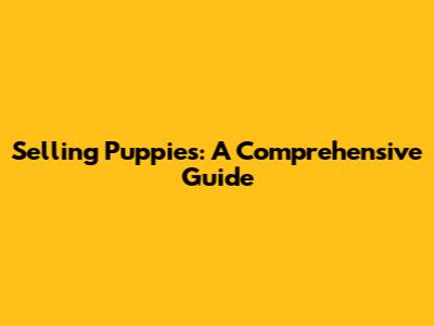 Selling Puppies: A Comprehensive Guide