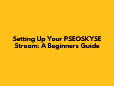 Setting Up Your PSEOSKYSE Stream: A Beginner's Guide