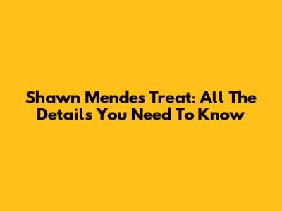 Shawn Mendes' Treat: All The Details You Need To Know
