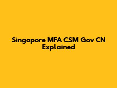 Singapore MFA CSM Gov CN Explained