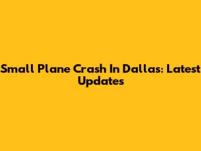 Small Plane Crash In Dallas: Latest Updates