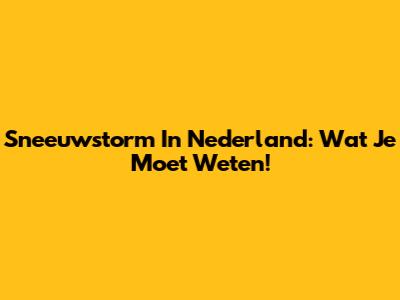 Sneeuwstorm In Nederland: Wat Je Moet Weten!