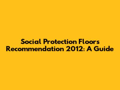 Social Protection Floors Recommendation 2012: A Guide